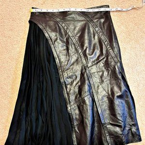 Black Leather and Silk Skirt